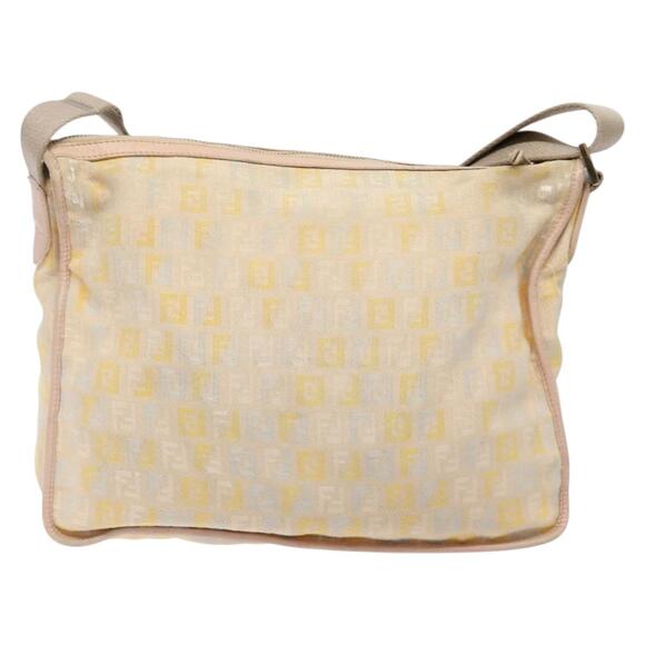 FENDI Zucchino Canvas Shoulder Bag Beige Gold - Picture 3 of 13